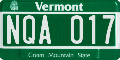 VT license plate NQA017