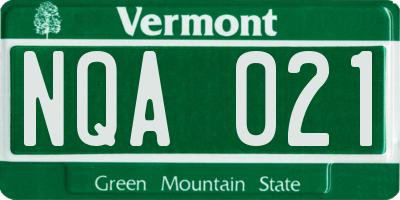 VT license plate NQA021