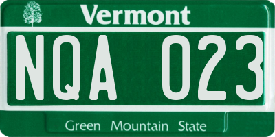 VT license plate NQA023