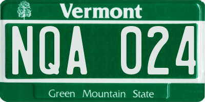 VT license plate NQA024