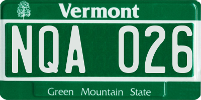 VT license plate NQA026