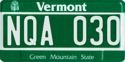 VT license plate NQA030