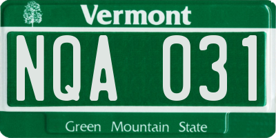 VT license plate NQA031