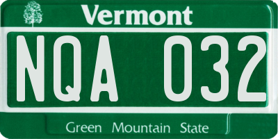 VT license plate NQA032