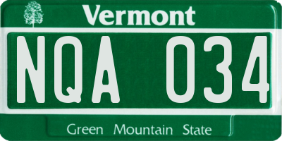 VT license plate NQA034