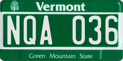 VT license plate NQA036