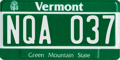 VT license plate NQA037