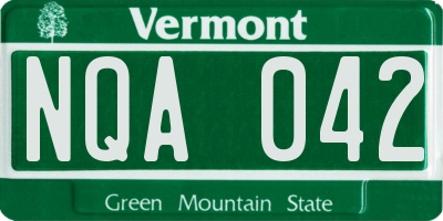VT license plate NQA042