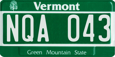 VT license plate NQA043