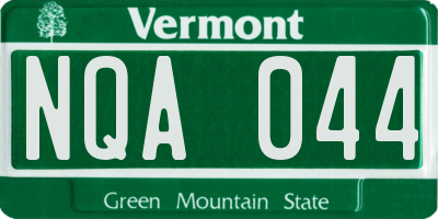 VT license plate NQA044