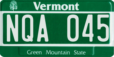 VT license plate NQA045