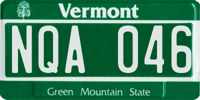 VT license plate NQA046