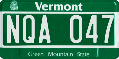 VT license plate NQA047
