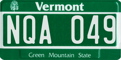VT license plate NQA049
