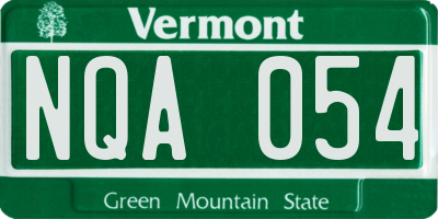 VT license plate NQA054
