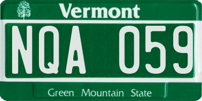 VT license plate NQA059