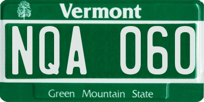 VT license plate NQA060