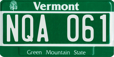 VT license plate NQA061