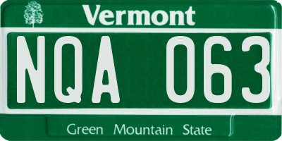 VT license plate NQA063