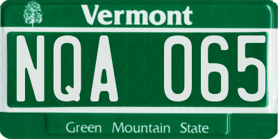 VT license plate NQA065