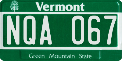 VT license plate NQA067