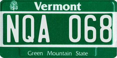 VT license plate NQA068