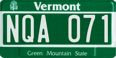 VT license plate NQA071