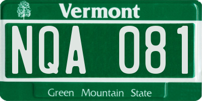 VT license plate NQA081