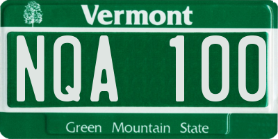 VT license plate NQA100