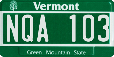 VT license plate NQA103