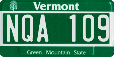 VT license plate NQA109