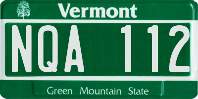 VT license plate NQA112
