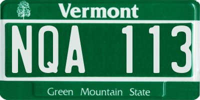 VT license plate NQA113