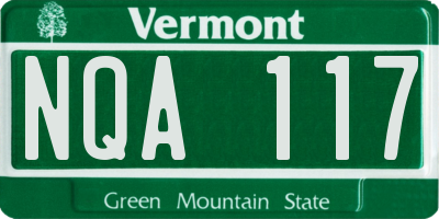 VT license plate NQA117