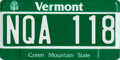 VT license plate NQA118