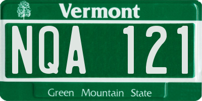 VT license plate NQA121