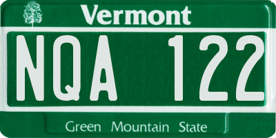 VT license plate NQA122