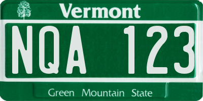 VT license plate NQA123