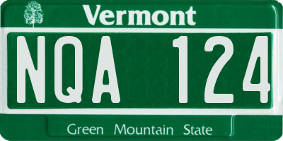 VT license plate NQA124