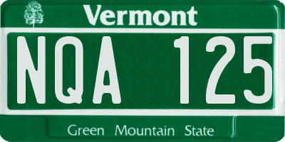 VT license plate NQA125