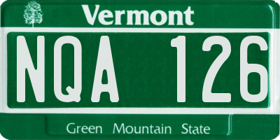VT license plate NQA126