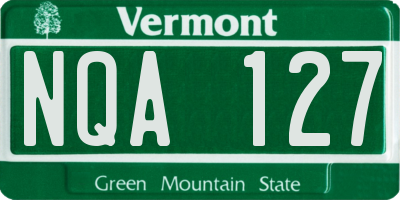 VT license plate NQA127