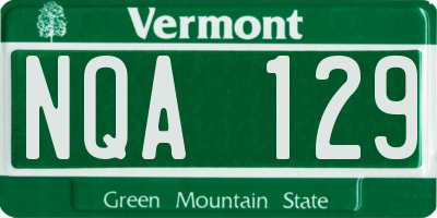 VT license plate NQA129