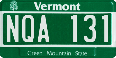 VT license plate NQA131