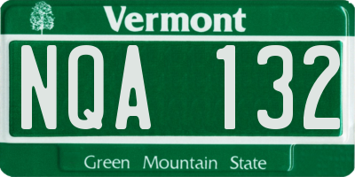 VT license plate NQA132