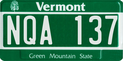 VT license plate NQA137