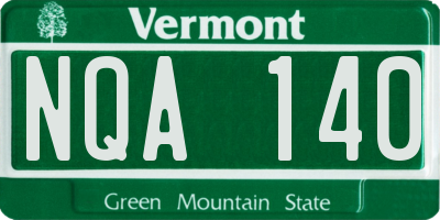 VT license plate NQA140
