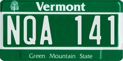 VT license plate NQA141