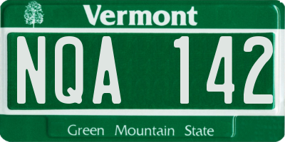 VT license plate NQA142