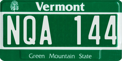 VT license plate NQA144